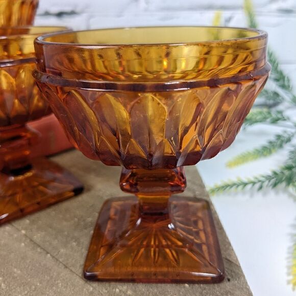 Indiana Glass Mt. Vernon Amber Champagne / desert cups set of 4 - Picture 4 of 7